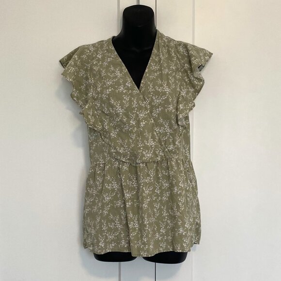 Market & Spruce Tops - MARKET & SPRUCE Ruffle Ditsy Floral Linen Blend Summer Top Women's Size Medium